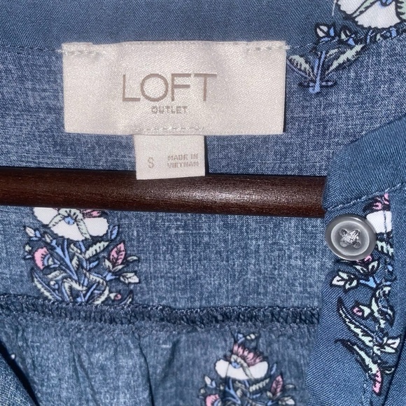 Women's Loft Steel Blue Floral Printed Top - Picture 5 of 8